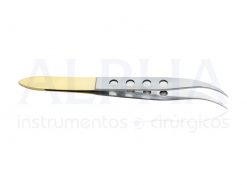 Pinça microcirurgia curva 13 cm