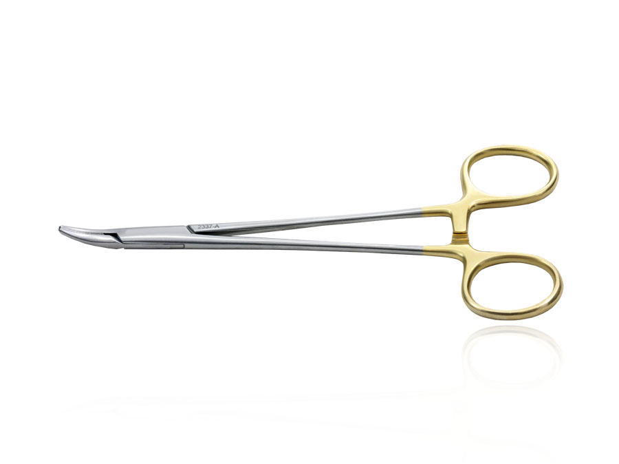 Porta agulha Mayo Hegar curvo 16 cm com videa