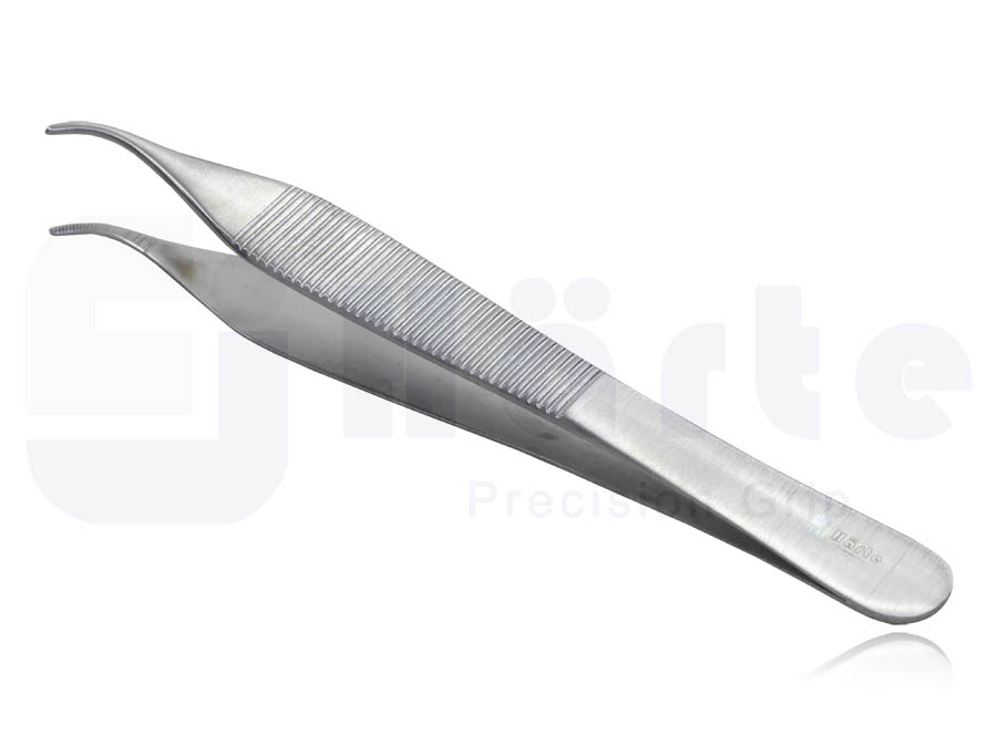 Pinça Micro Adson Serrilhada Curva 12cm - Harte Instrumentos Cirúrgicos