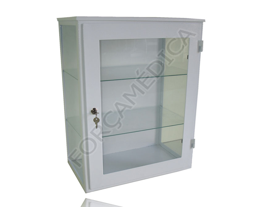 Armário Vitrine de Parede Com 01 Porta Esmaltado (Com Vidro)