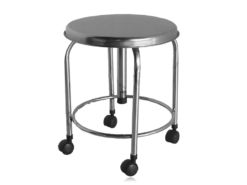 Banco Giratório Inox Assento Inox 35cm Com Rodízios