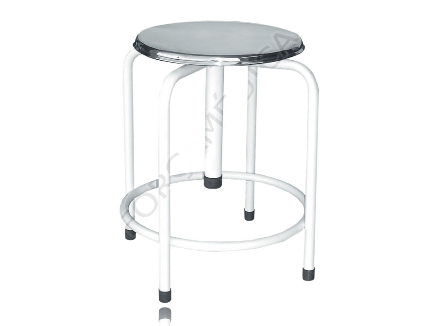 Banco Giratório Esmaltado Com Assento Inox 27 cm Com Ponteiras