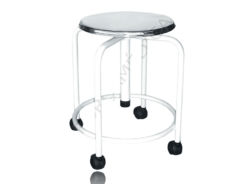 Banco Giratório Esmaltado Com Assento Inox 27 cm Com Rodízios