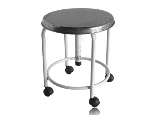 Banco Giratório Esmaltado Com Assento Inox 35 cm Com Rodízios