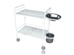 Carro de Curativo Esmaltado Com Balde e Bacia Inoxidável