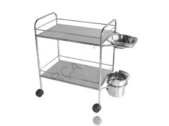 Carro Para Curativo Inoxidável Com Balde e Bacia Inox