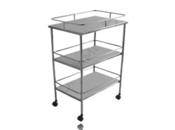 Mesa Auxiliar 40X60 Inoxidável TP+02 Pratel. Com Varandas e Rodízios 42mm PVC