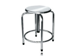 Banco Giratório Inox Assento Inox 35 cm Com Ponteiras